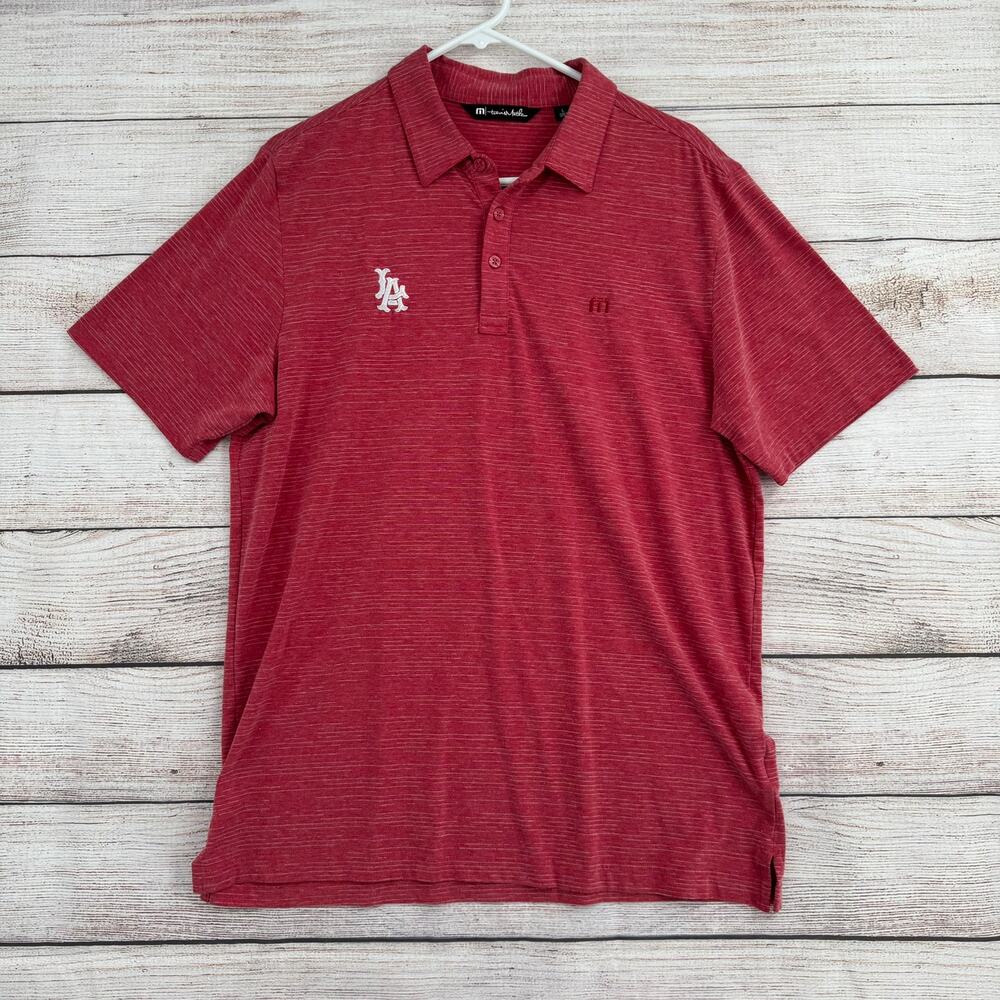Travis Mathew Los Angeles Angels Heater Polo Shirt Mens Large Red
